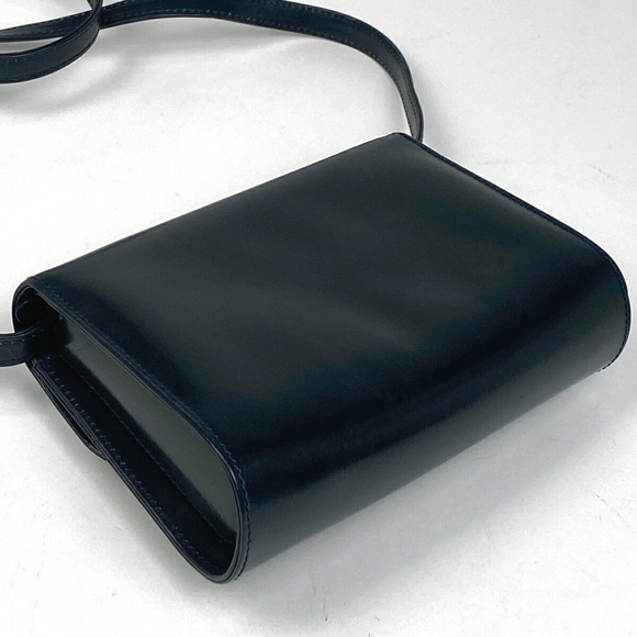 Gucci Logo Crossbody Bag Leather Navy Blue - Picture 2 of 9